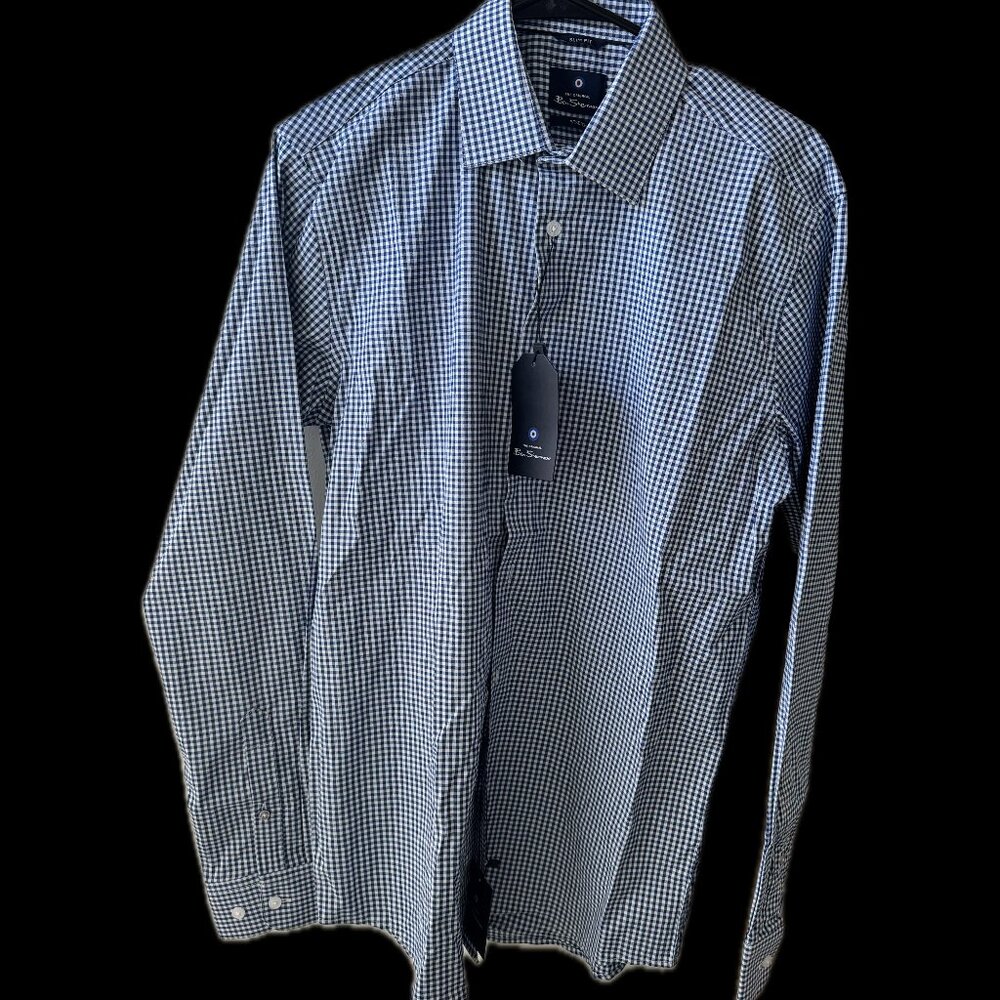 Ben Sherman Men's Slim Gingham Print Wrinkle-Resistant Shirt - NWT